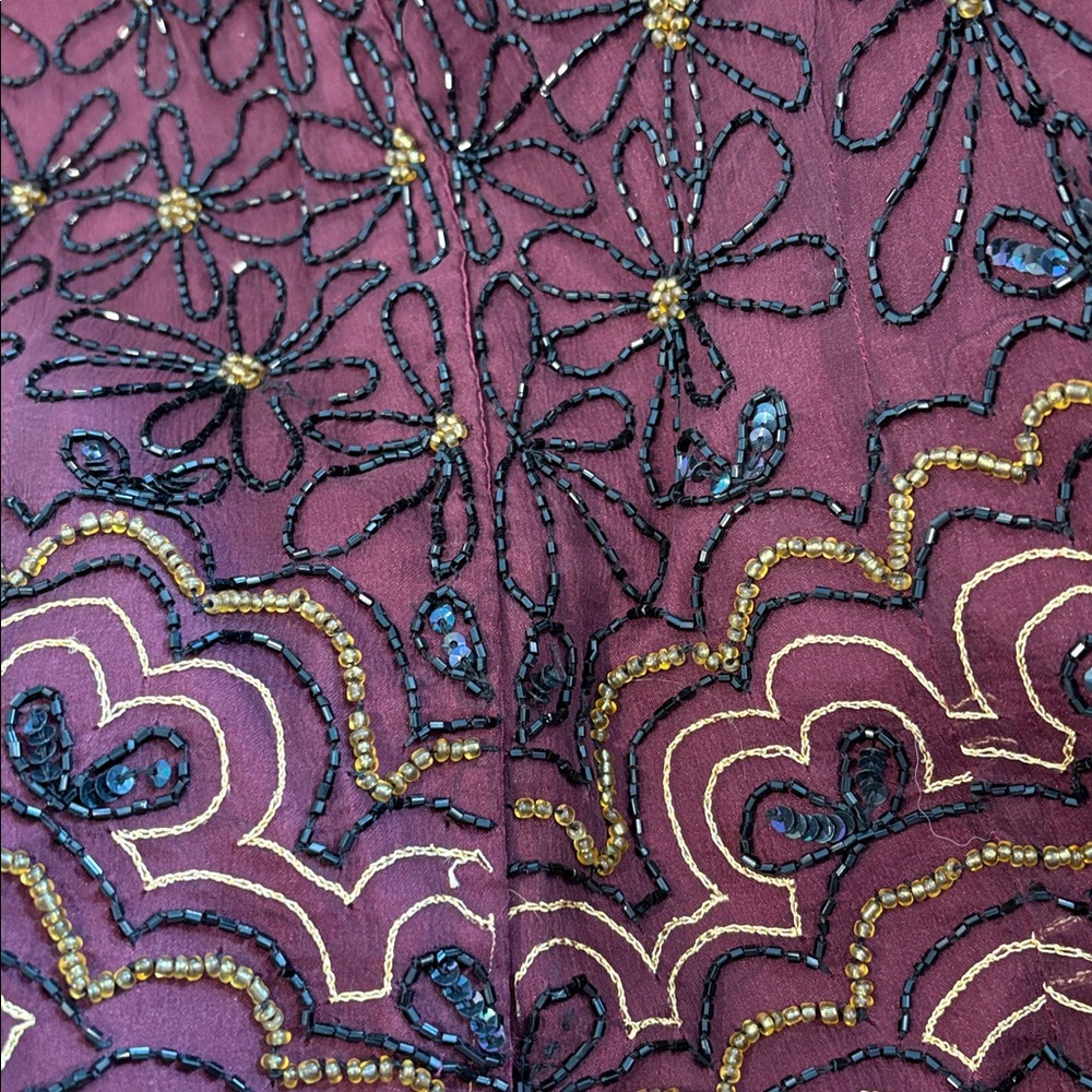 Papell Boutique Evening Burgundy and Black Silk Sleeveless Top XL - Picture 13 of 14